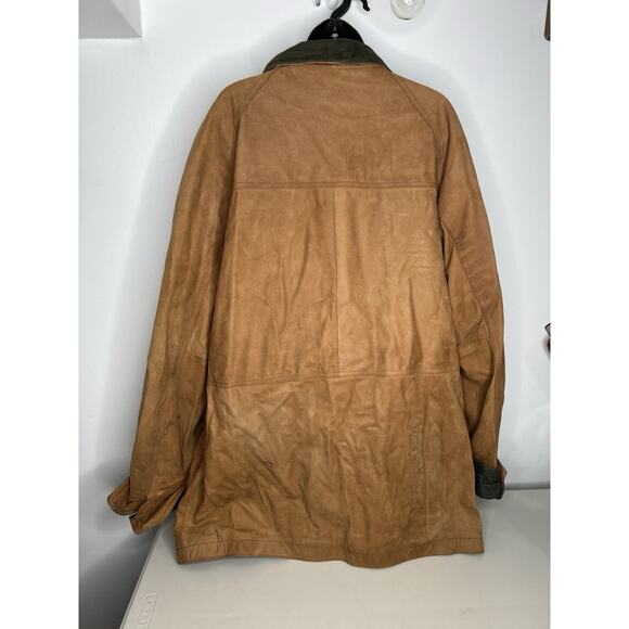 Vintage Merit Awards Genuine Leather Tan & Green Jacket Men’s Size XL - Picture 9 of 14